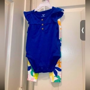 New- Carters Baby Girl Royal Blue/Print Outfit
